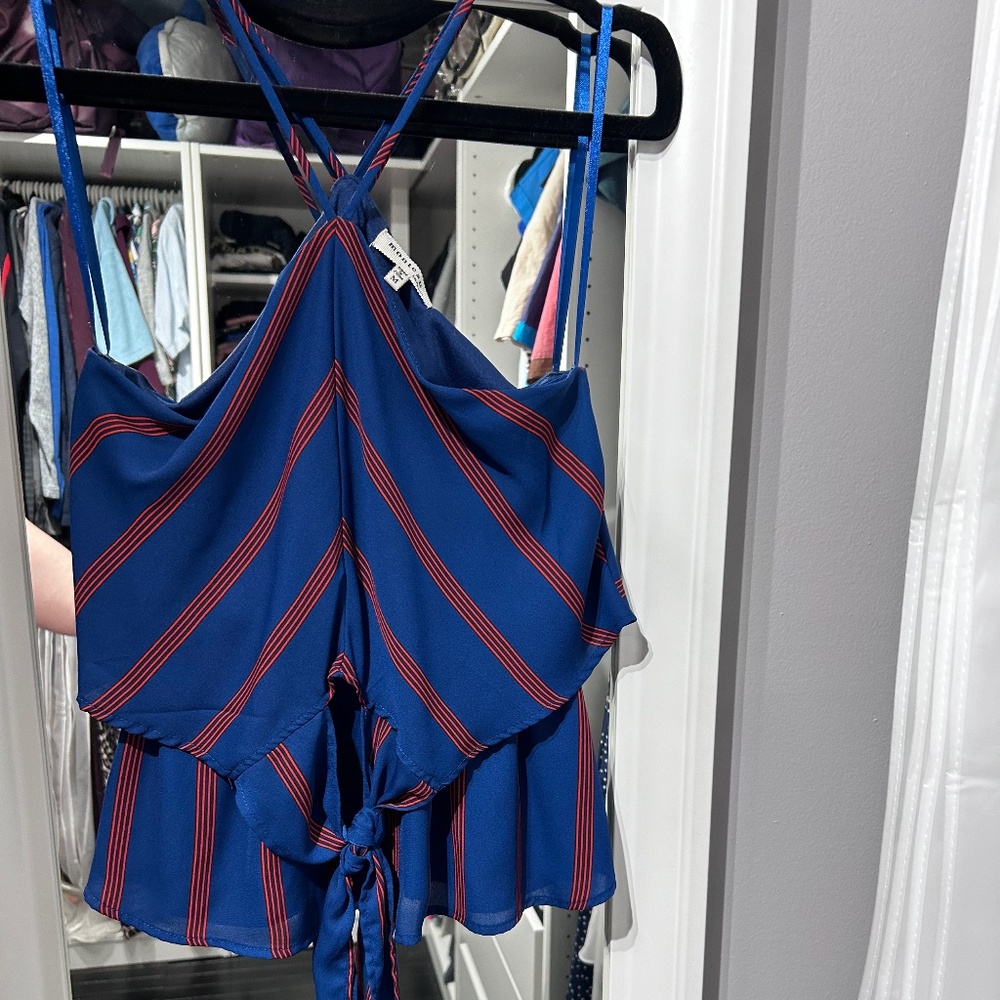 Blue and Red Striped Triangle Cami